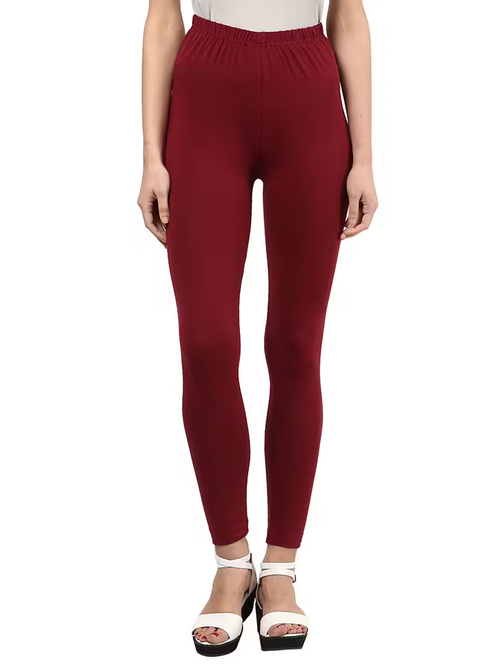 Women's Cotton Slim Fit Leggings (Size-26) (Color-MAROON)
