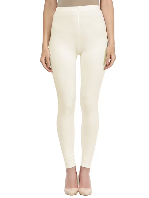 Women's Cotton Slim Fit Leggings (Size-30) (Color-OFF-WHITE)